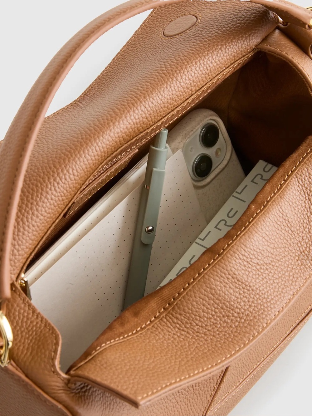 Quince Sabine Crossbody Convertible Leather Bag in Cognac - Picture 8 of 16
